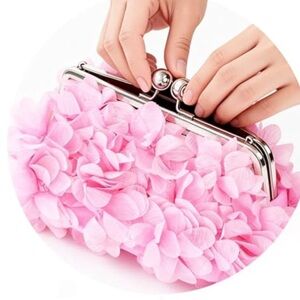 Small Floral Clutch Bag in Light Pink